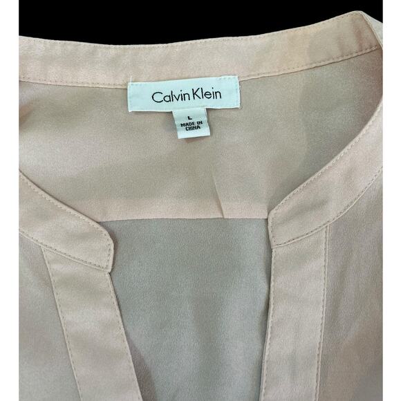 Calvin Klein Zip Pocket Utility Blouse Top Blush Pink Work Business Size Large - Picture 6 of 10